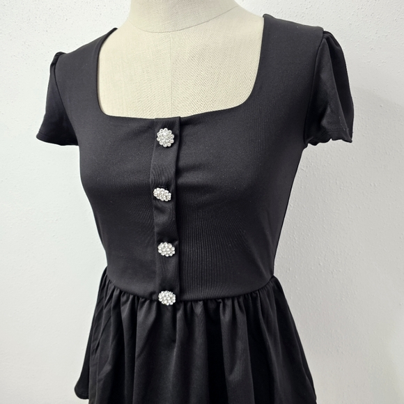 NWOT Jersey Peplum Pullover Top Black Top Size Small - Picture 4 of 6